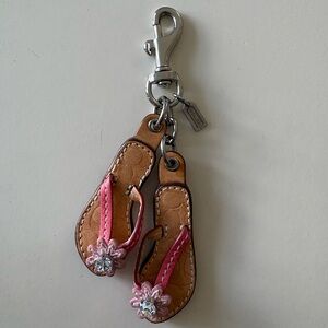 Coach Sandals Keychain - Pink and Tan